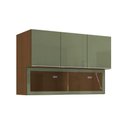 Ver imagem 1 de Armário Cozinha Modulado Vibra T651 C/ 4 Portas C/ Vidro 120cm Canela/verde Pistache Lacca