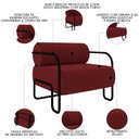 Ver imagem 3 de Poltrona Decorativa para Sala Industrial Kira K04 Veludo Vermelho - Mpozenato