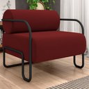 Ver imagem 2 de Poltrona Decorativa para Sala Industrial Kira K04 Veludo Vermelho - Mpozenato