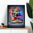 Ver imagem 1 de Quadro Decorativo Futebol - Chuteira e Bola 24x18cm - com Vidro:moldura Preta