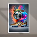 Ver imagem 2 de Quadro Decorativo Futebol - Chuteira e Bola 24x18cm - com Vidro:moldura Preta