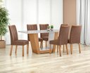Ver imagem 6 de Conjunto Sala de Jantar Mesa Apogeu 170 Tampo Vidro Off White com 6 Cadeiras Apogeu - Lopas Amendoa