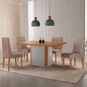 Ver imagem 1 de Mesa de Jantar Isadora 120cm Tampo MDF Laminado Linho Capuccino Naturale Off White