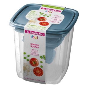 Conjunto de Potes Plasticos com 5Und - Ref.Sr149/6C