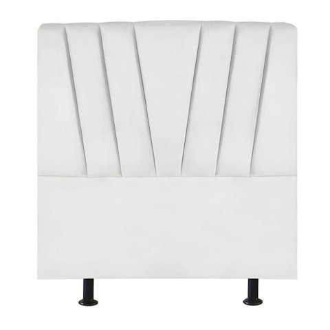 Cabeceira Estofada Cama Box Solteiro 100 Cm Malu Corino Branco