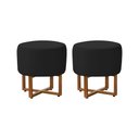 Ver imagem 2 de Kit 2 Puff Industrial Decorativo Charles Estofado Veludo Preto Base Ferro