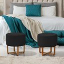Ver imagem 1 de Kit 2 Puff Industrial Decorativo Charles Estofado Veludo Preto Base Ferro