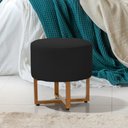 Ver imagem 3 de Kit 2 Puff Industrial Decorativo Charles Estofado Veludo Preto Base Ferro