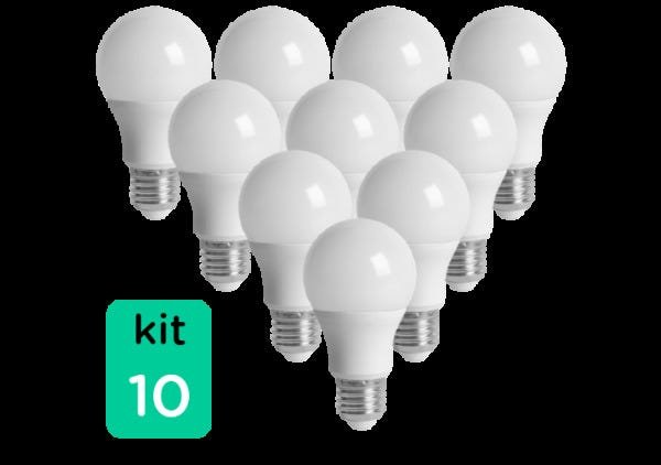 Kit 10 Lâmpadas LED 9W Bivolt Branco Quente 3000K Luz Amarela - 3
