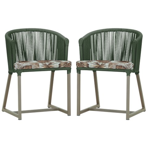 2 Cadeiras de Jantar Área Noronha em Alumínio com Pintura Fendi Corda Náutica E6 Trama Original