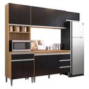 Ver imagem 2 de Cozinha com Balcão e Tampo 120 Cm Ambiente Andréia Amendoa Preto - Ajl
