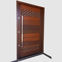 Ver imagem 2 de Porta Pivotante de Madeira Maciça Bbb Couro 214x118 C/puxador e Fechadura