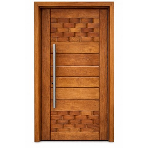 Porta Pivotante de Madeira Maciça Bbb Couro 214x118 C/puxador e Fechadura