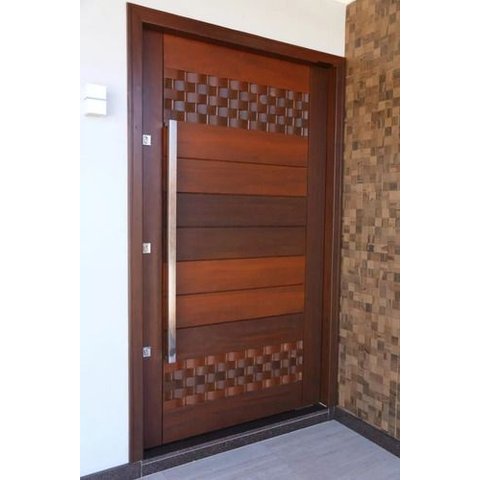 Porta Pivotante de Madeira Maciça Bbb Couro 214x118 C/puxador e Fechadura
