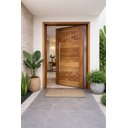 Ver imagem 3 de Porta Pivotante de Madeira Maciça Bbb Couro 214x118 C/puxador e Fechadura