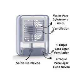 Mini Ventilador de Mesa Pessoal Spray de Água Névoa Portátil - 4