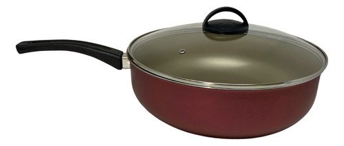 Frigideira Antiaderente Wok Reforçada Tampa de Vidro 26 Cm:terracota - 13