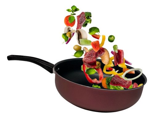 Frigideira Antiaderente Wok Reforçada Tampa de Vidro 26 Cm:terracota - 8