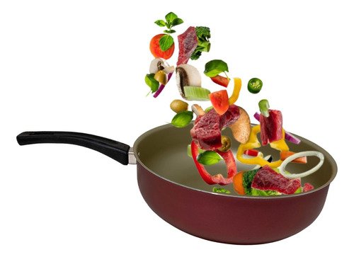 Frigideira Antiaderente Wok Reforçada Tampa de Vidro 26 Cm:terracota - 14