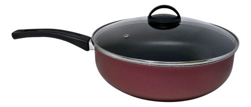 Frigideira Antiaderente Wok Reforçada Tampa de Vidro 26 Cm:terracota - 7