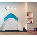 Ver imagem 1 de Cabeceira Império Veludo Azul Tacha Prata Cama Box Solteiro