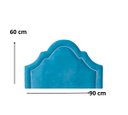 Ver imagem 2 de Cabeceira Império Veludo Azul Tacha Prata Cama Box Solteiro