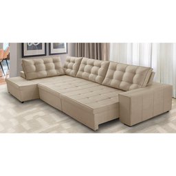 Sofá de Canto Esquerdo Jacke Retrátil e Reclinável com Molas Suede 3,00x2,00 Adonai Estofados - 1