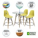 Ver imagem 6 de Conjunto Mesa Bistrô Eames Eiffel Vidro com 3 Banquetas Amarelas de Madeira - Cor: Marrom