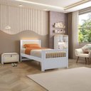 Ver imagem 1 de Cama Solteiro Evolutiva Wave Juvenil em Rattan com LED Casatema MadeiraOriginals Branco/Marrom