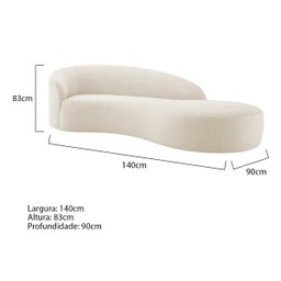 Divã Recamier Orgânico França 140cm Lado Direito Bouclé - 3