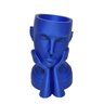 Rosto Enfeite Decoração Impressão 3d Porta Objeto Vaso 14 Cm Sala Azul Metálico - 1