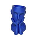 Ver imagem 1 de Rosto Enfeite Decoração Impressão 3D Porta Objeto Vaso 14 cm Sala Azul Metálico