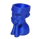 Ver imagem 5 de Rosto Enfeite Decoração Impressão 3D Porta Objeto Vaso 14 cm Sala Azul Metálico