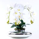 Ver imagem 1 de Arranjo com 4 Orquídeas Brancas Toque Real em Terrário Prata