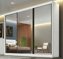 Ver imagem 1 de Guarda Roupa Casal Diamond 3 Portas Espelhadas 8 Gavetas - Branco - Móveis Novo Horizonte