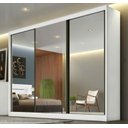 Ver imagem 1 de Guarda Roupa Casal Diamond 3 Portas Espelhadas 8 Gavetas - Branco - Móveis Novo Horizonte