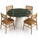 Ver imagem 3 de Mesa de Jantar Cone Redondo 160 cm Tampo Mármore Verde Guatemala Base Laca Branca