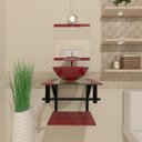 Ver imagem 2 de GABINETE DE VIDRO 40CM AP COM CUBA REDONDA - VERMELHO CEREJA EK
