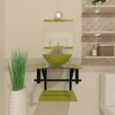 Ver imagem 2 de GABINETE DE VIDRO 40CM AP COM CUBA REDONDA - VERDE OLIVA EK