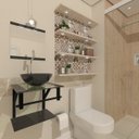 Ver imagem 1 de GABINETE DE VIDRO 40CM AP COM CUBA REDONDA - PRETO EK