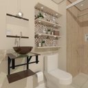 Ver imagem 1 de GABINETE DE VIDRO 40CM AP COM CUBA REDONDA - MARROM EK