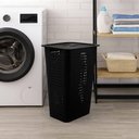 Ver imagem 2 de Kit 2 Cestos para Roupa Suja ou com Tampa Organizador Lavanderia 47l Preto