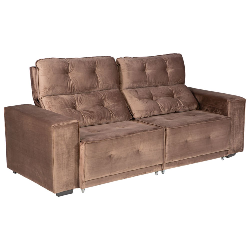 Sofá Qatar Dubai Reclinavel Marrom 2,22m MadeiraMadeira