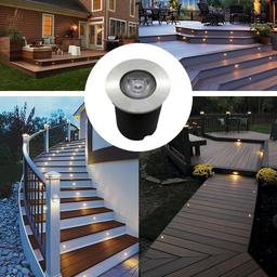 Kit 3 Balizadores Spot Led Smd em Pvc de 1w Luz Branco Frio ou Quente de Embutir em Piso Chão Solo G - 3