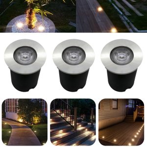 Kit 3 Balizadores Spot Led Smd em Pvc de 1w Luz Branco Frio ou Quente de Embutir em Piso Chão Solo G