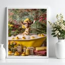 Ver imagem 2 de Quadro para Banheiro Girafa no Banho - Tropical 45x34cm - com Vidro:moldura Branca