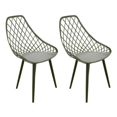 Kit com 2 Cadeiras Kaila Pp Garden - Cores Verde Militar