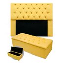Ver imagem 1 de Kit Cabeceira + Calçadeira Baú Mirage Queen Size 160cm Suede - Ecotec Decor:Amarelo