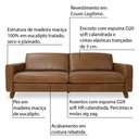 Ver imagem 2 de Sofá 2 Lugares Sala de Estar Recepção 200cm Presley Couro Caramelo - Gran Belo