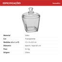 Ver mais imagens de Potiche Decorativo de Vidro Transparente 11x8x8cm Tampa Enfeite Sala Mesa